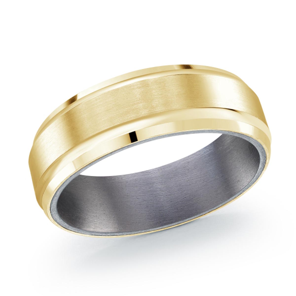 Mens Wedding Band in 14kt Yellow Gold and Tantalum  (7mm)