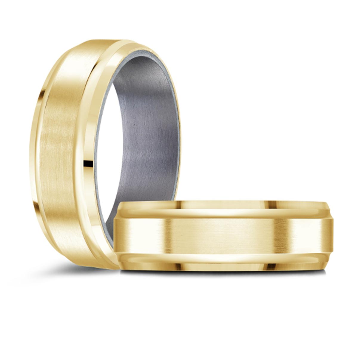 Mens Wedding Band in 14kt Yellow Gold and Tantalum  (7mm)