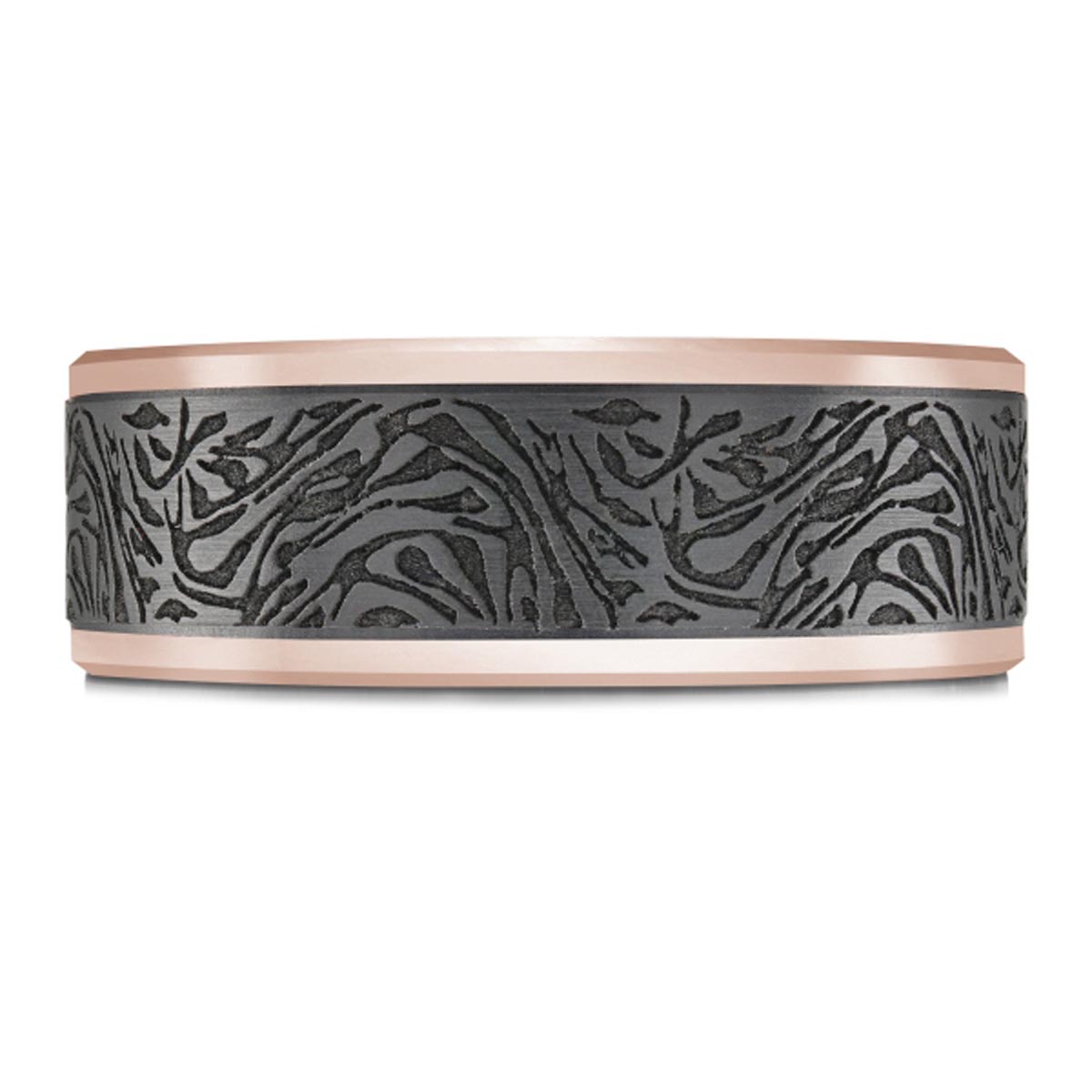 Mens Wedding Band in 14kt Rose Gold and Tantalum  (8mm)