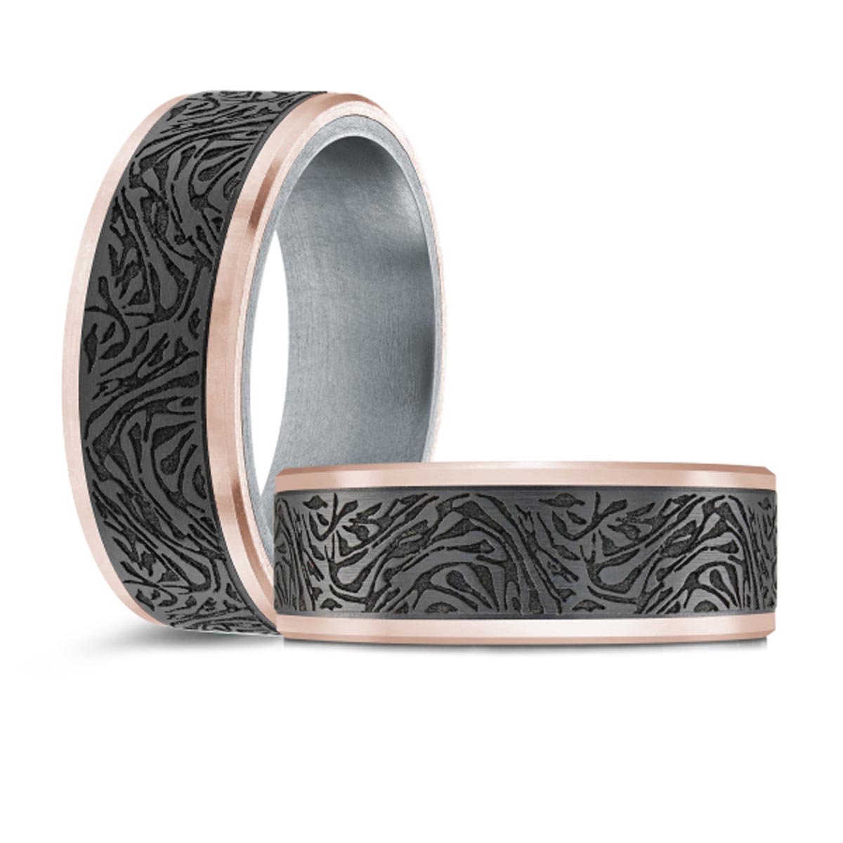 Mens Wedding Band in 14kt Rose Gold and Tantalum  (8mm)