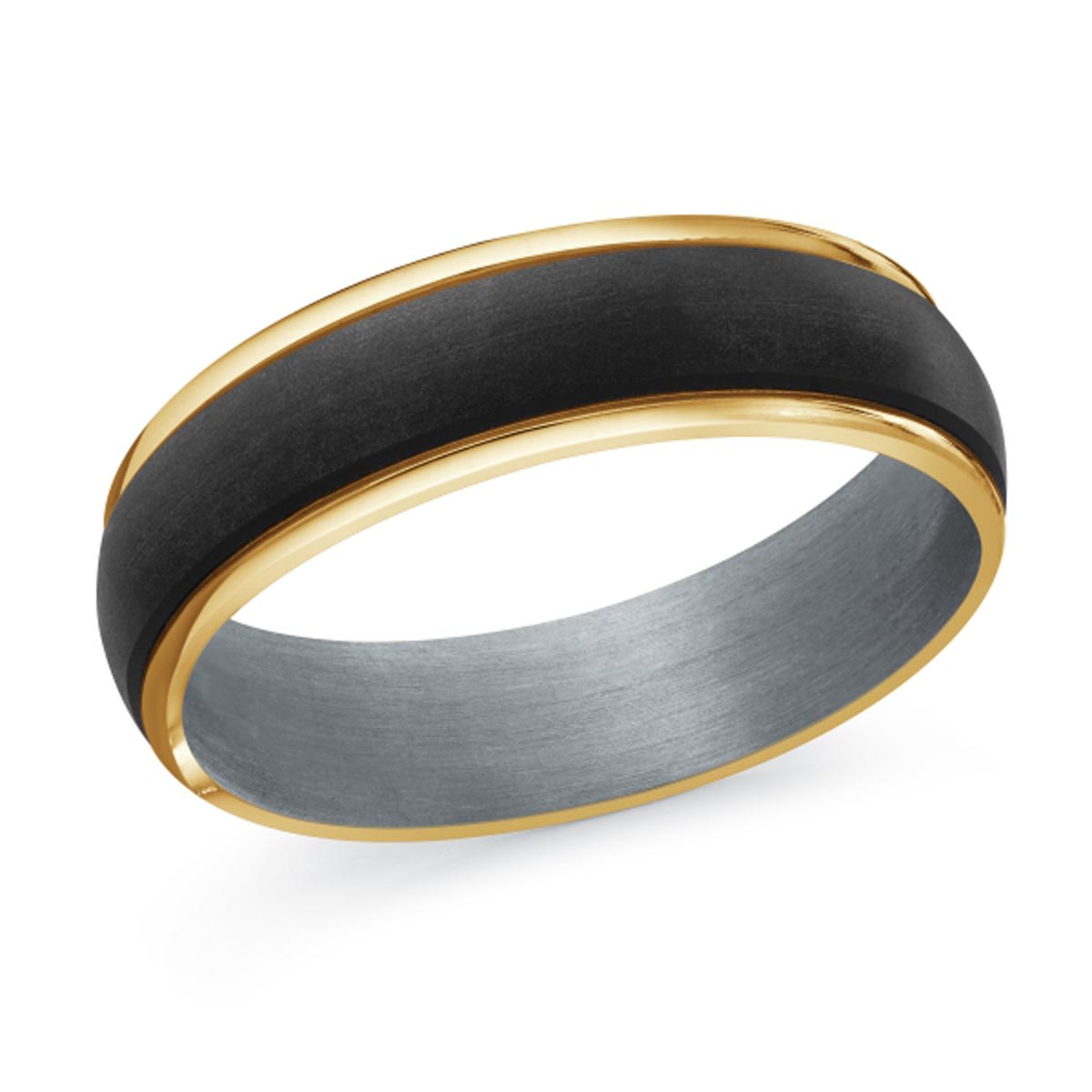 Mens Wedding Band in 14kt Yellow Gold and Tantalum  (6mm)