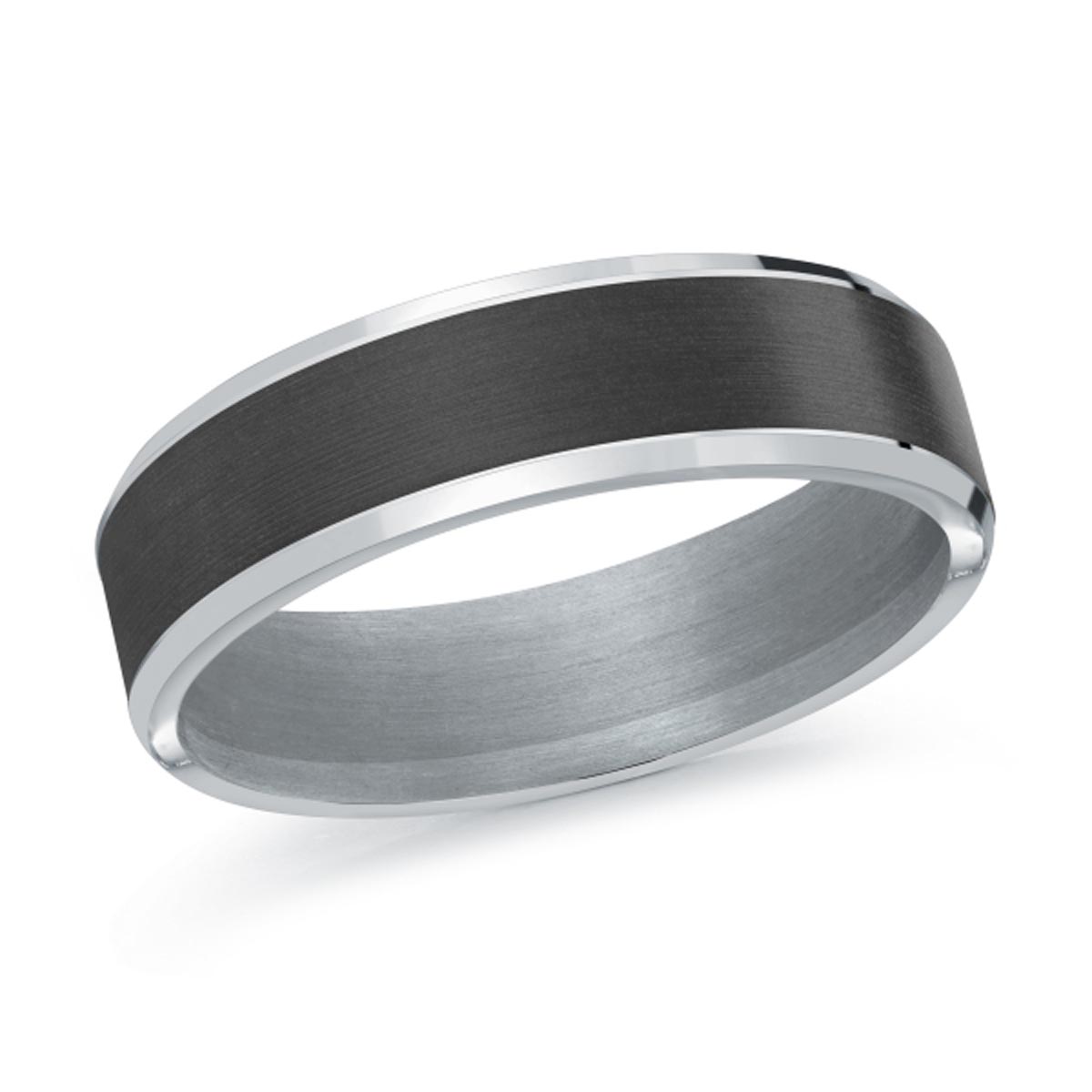 Mens Wedding Band in 14kt White Gold and Tantalum  (6mm)