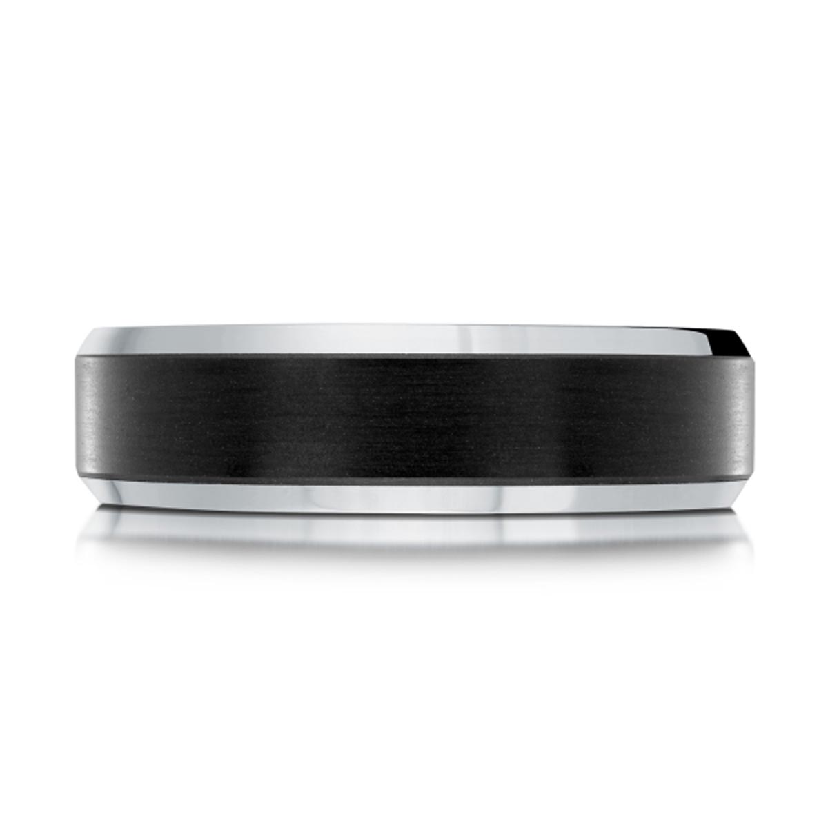 Mens Wedding Band in 14kt White Gold and Tantalum  (6mm)