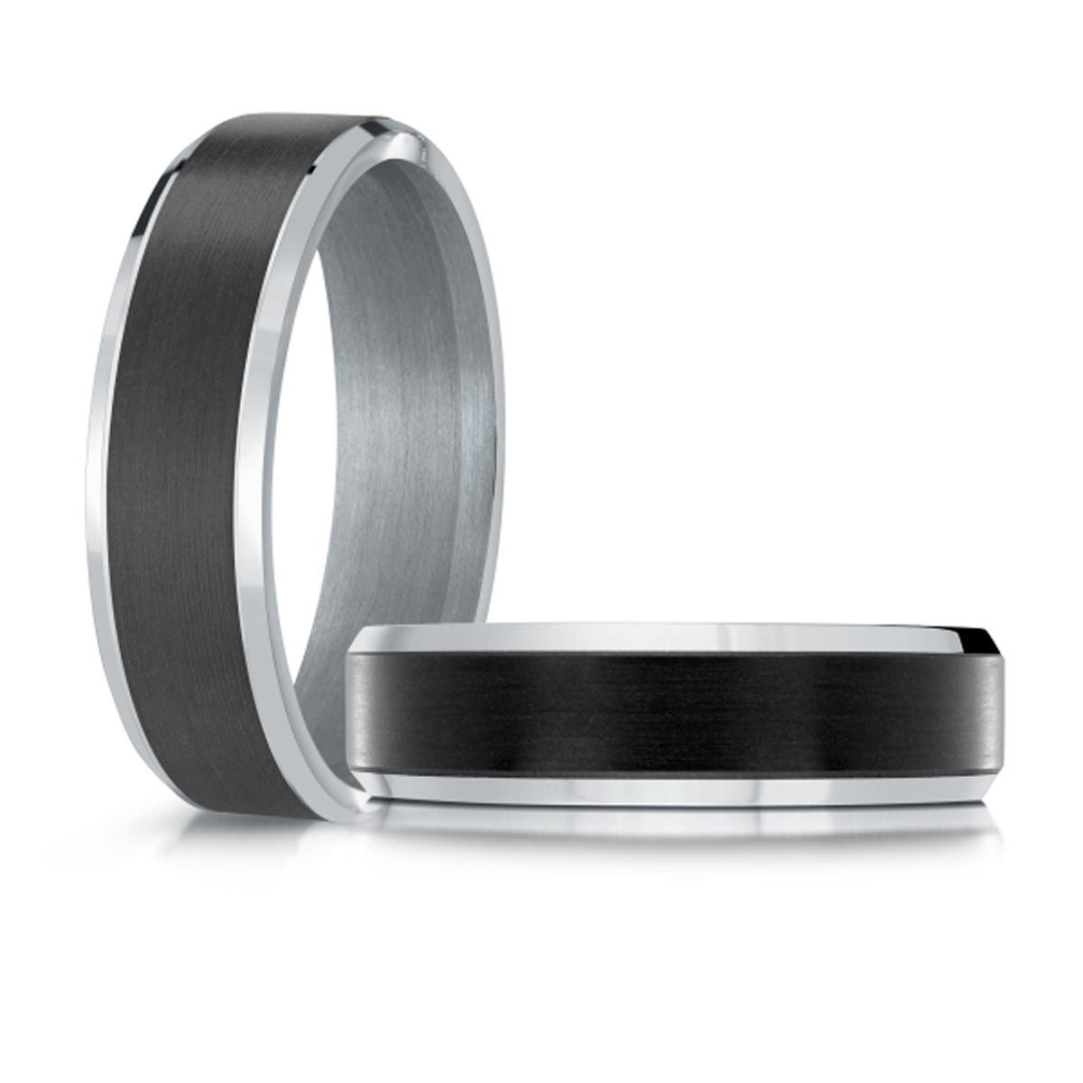 Mens Wedding Band in 14kt White Gold and Tantalum  (6mm)
