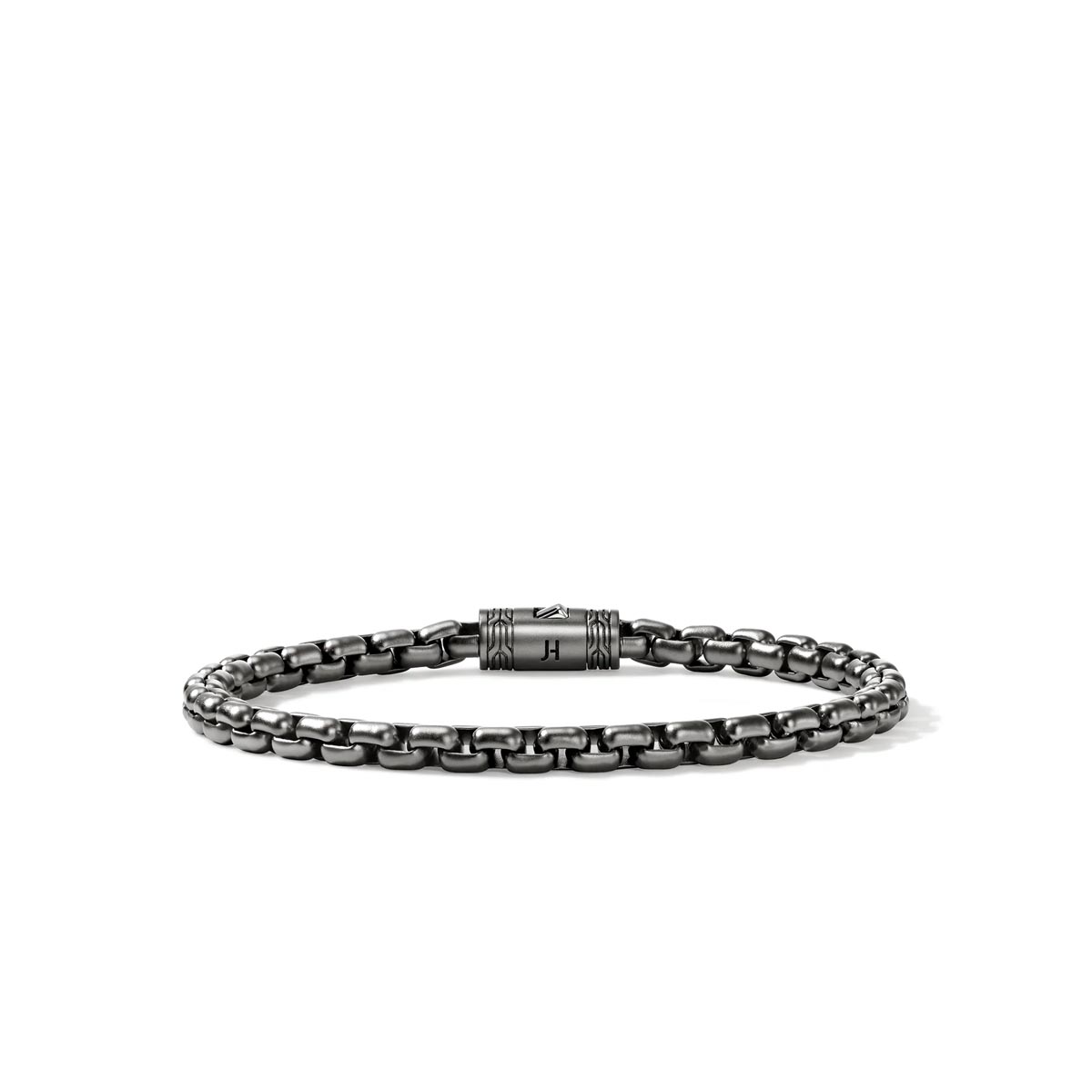 John Hardy Box Chain Bracelet in Sterling Silver with Black Rhodium Finish (8 inches and 4.8mm wide)