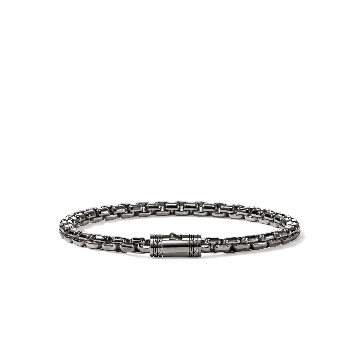 John Hardy Box Chain Bracelet in Sterling Silver with Black Rhodium Finish (8 inches and 4.8mm wide)