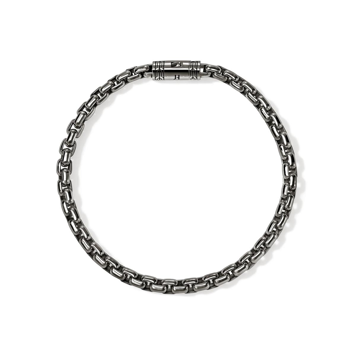 John Hardy Box Chain Bracelet in Sterling Silver with Black Rhodium Finish (8 inches and 4.8mm wide)