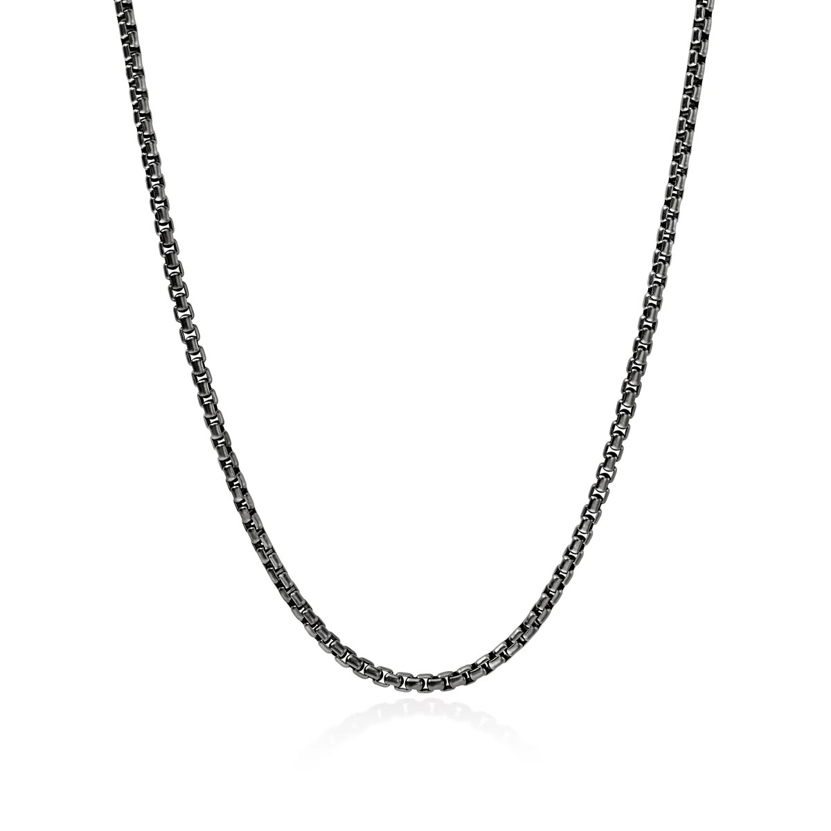 John Hardy Box Chain Necklace in Sterling Silver with Black Rhodium Finish (22 inches and 3.7mm wide)