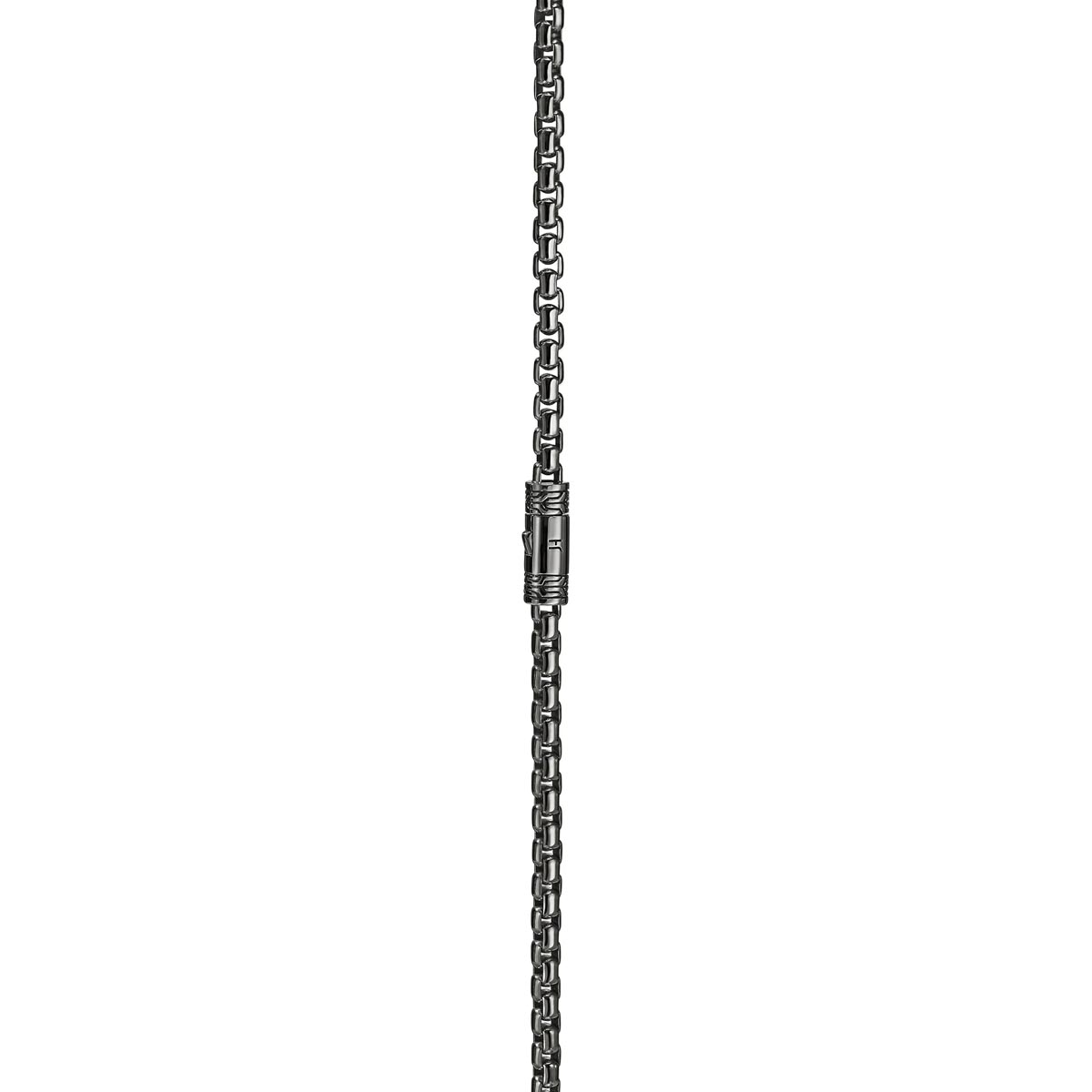 John Hardy Box Chain Necklace in Sterling Silver with Black Rhodium Finish (22 inches and 3.7mm wide)