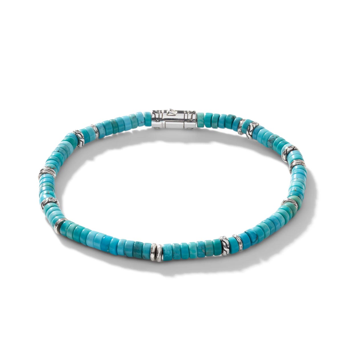 John Hardy Heishi Treated Turquoise Bead Bracelet in Sterling Silver (4mm beads)