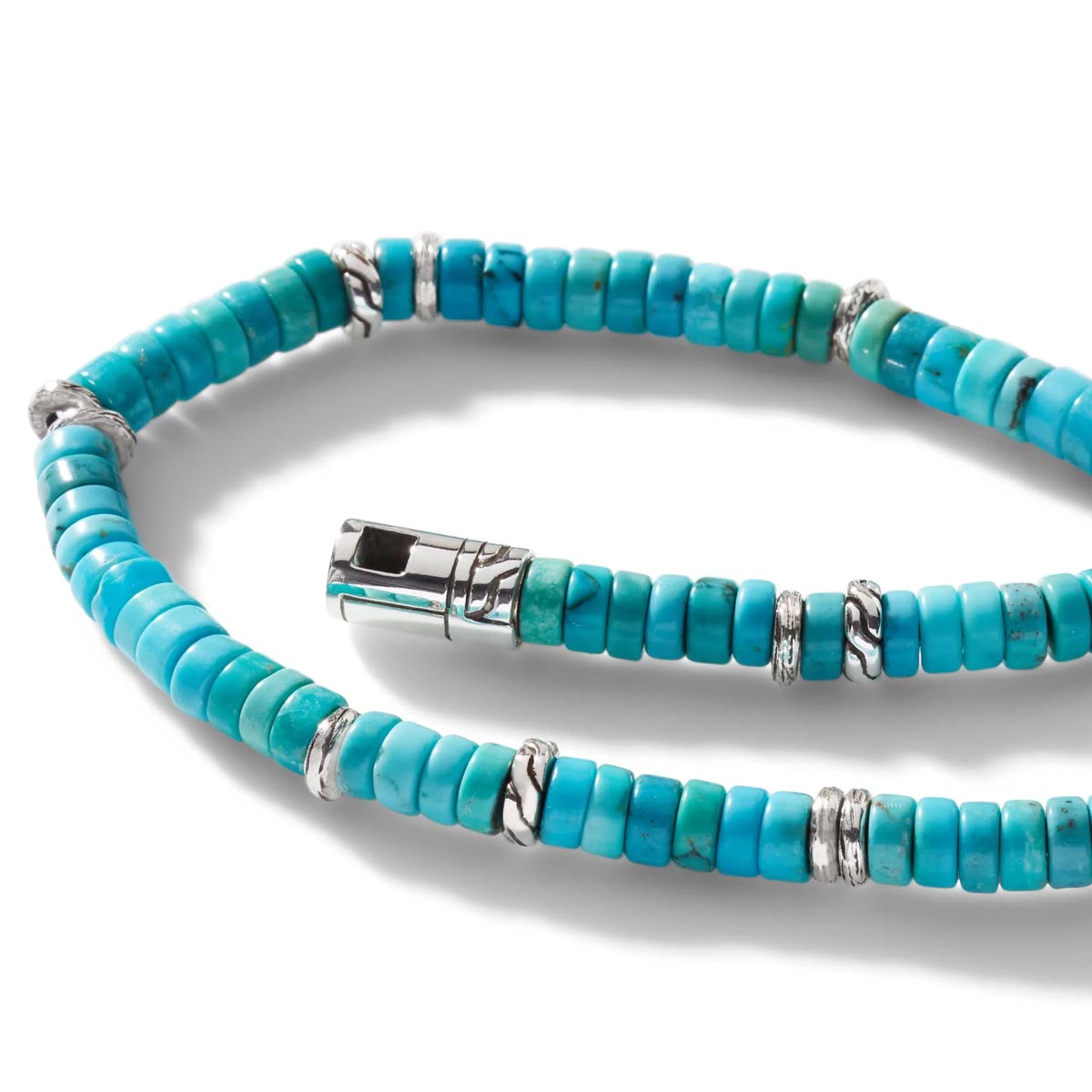 John Hardy Heishi Treated Turquoise Bead Bracelet in Sterling Silver (4mm beads)