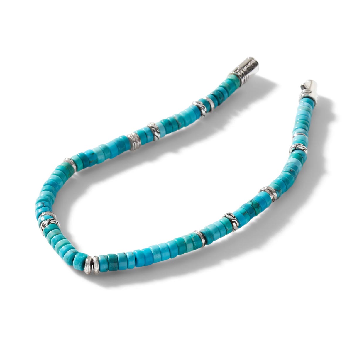 John Hardy Heishi Treated Turquoise Bead Bracelet in Sterling Silver (4mm beads)