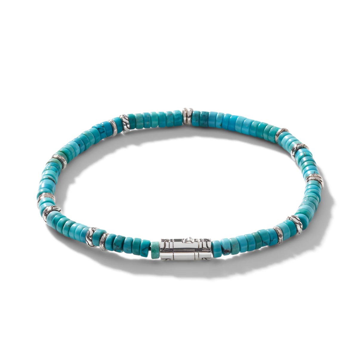 John Hardy Heishi Treated Turquoise Bead Bracelet in Sterling Silver (4mm beads)