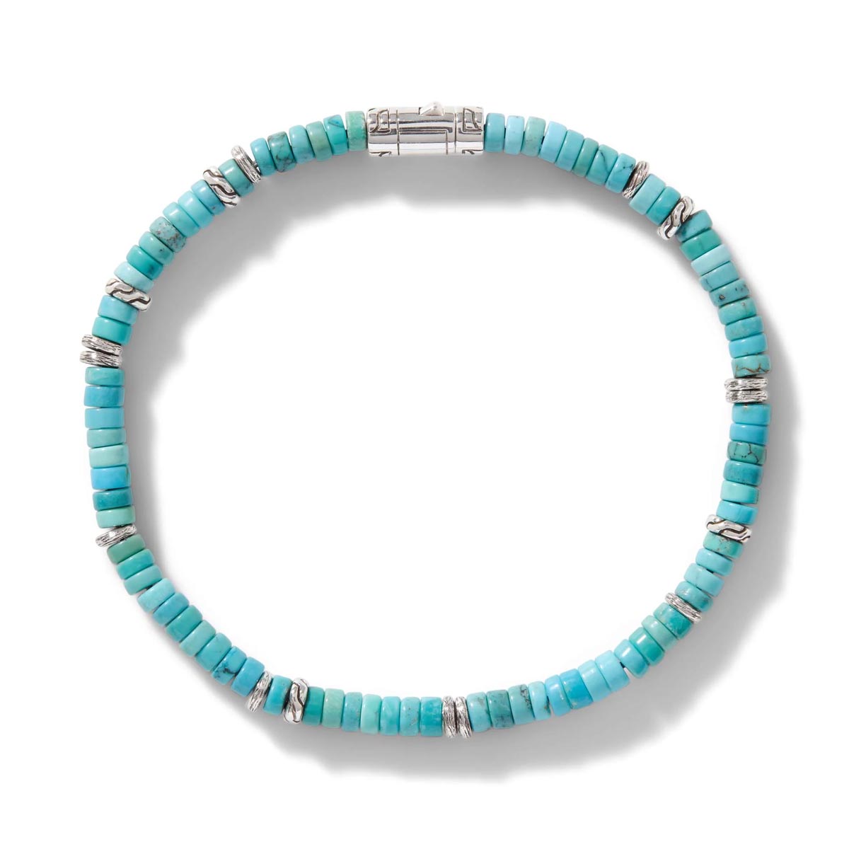 John Hardy Heishi Treated Turquoise Bead Bracelet in Sterling Silver (4mm beads)