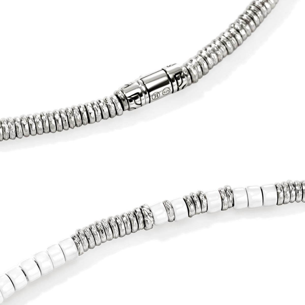 John Hardy Heishi White Enamel Bead Necklace in Sterling Silver (18 in ...