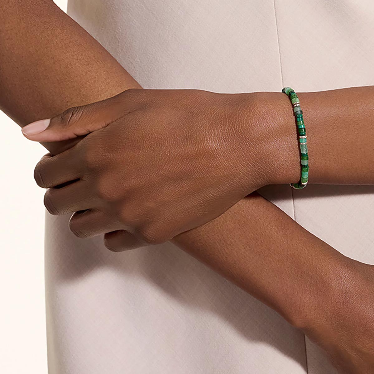 John Hardy Heishi Malachite Green Quartz  Aventurine Chrysoprase  and Emerald Bead Bracelet in Sterling Silver (4mm beads)