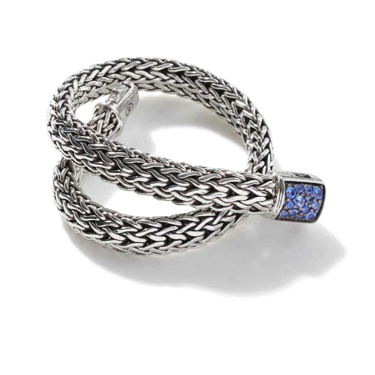 John Hardy Icon Reversible Black and Blue Sapphire Bracelet in Sterling Silver (6.5mm)