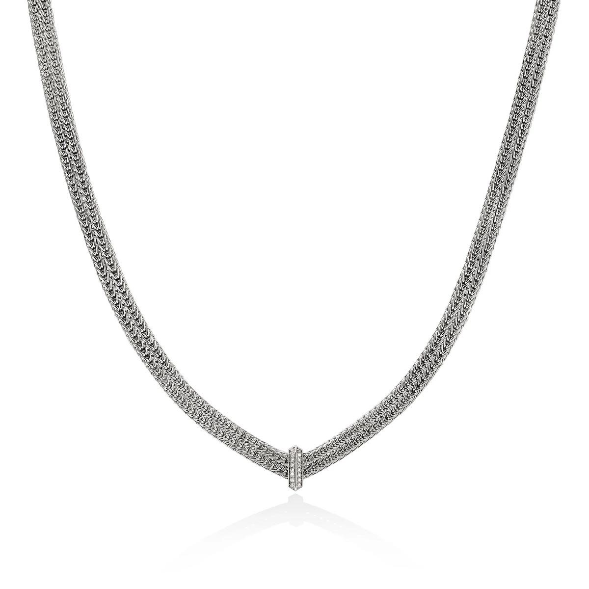 John Hardy Icon Diamond Pave Necklace in Sterling Silver (1/5ct tw)