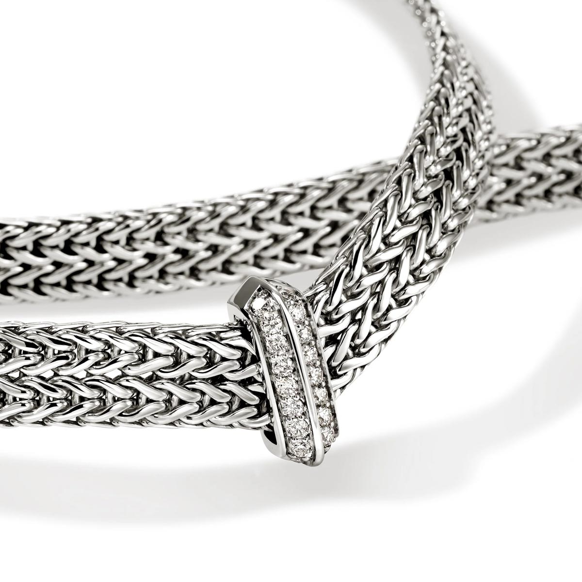John Hardy Icon Diamond Pave Necklace in Sterling Silver (1/5ct tw)