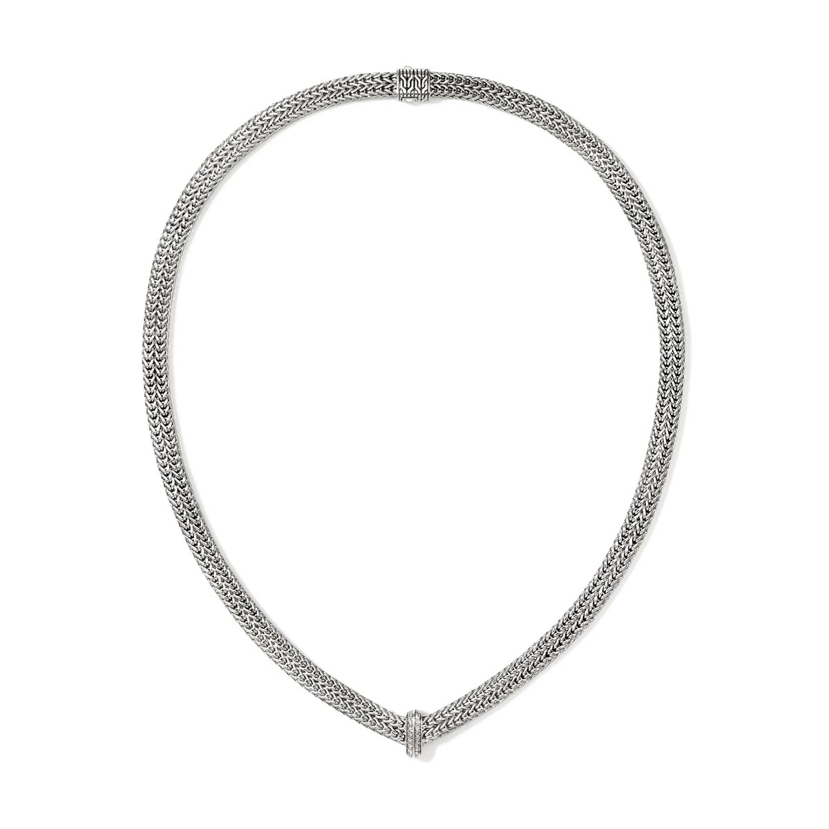 John Hardy Icon Diamond Pave Necklace in Sterling Silver (1/5ct tw)