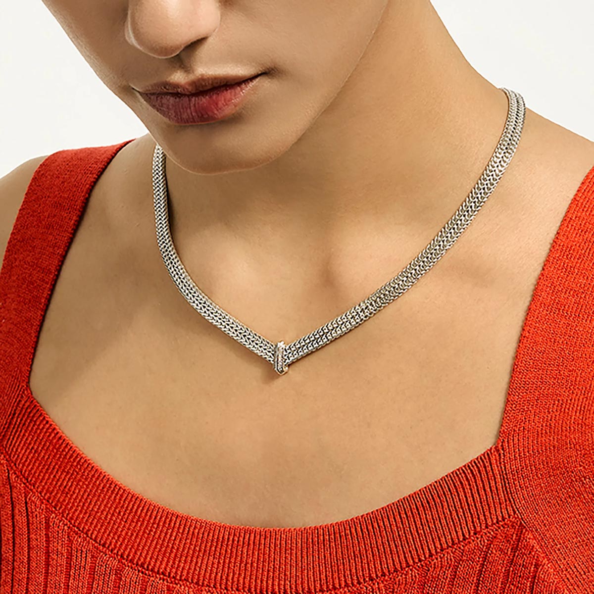 John Hardy Icon Diamond Pave Necklace in Sterling Silver (1/5ct tw)
