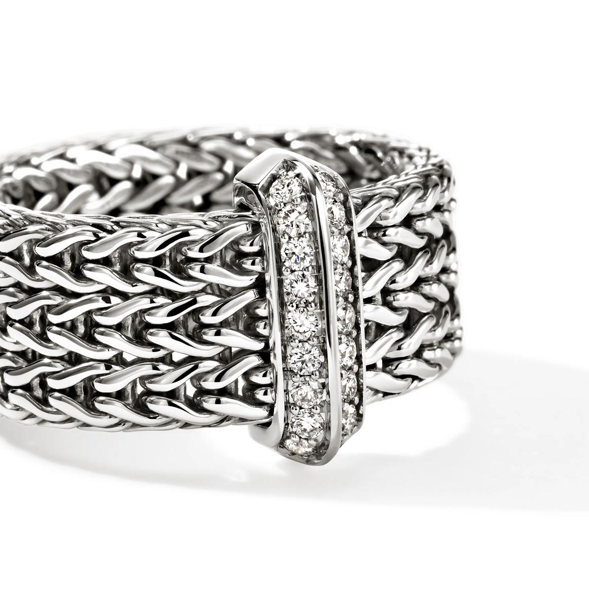 John Hardy Icon Diamond Pave Ring in Sterling Silver (1/5ct tw)