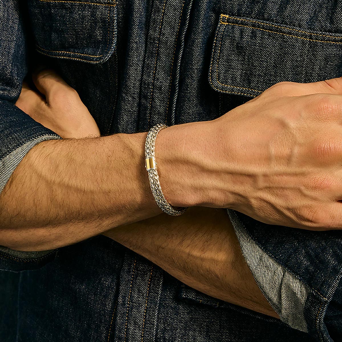 John Hardy Icon Bracelet in Sterling Silver and 14kt Yellow Gold