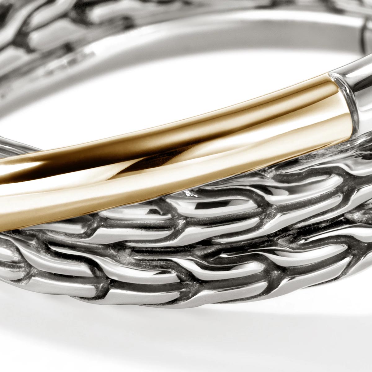John Hardy Essentials Crossover Ring in Sterling Silver and 14kt Yellow Gold