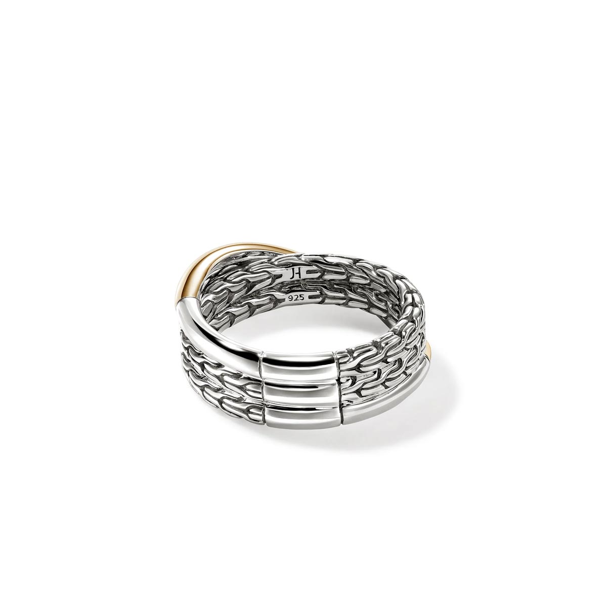 John Hardy Essentials Crossover Ring in Sterling Silver and 14kt Yellow Gold