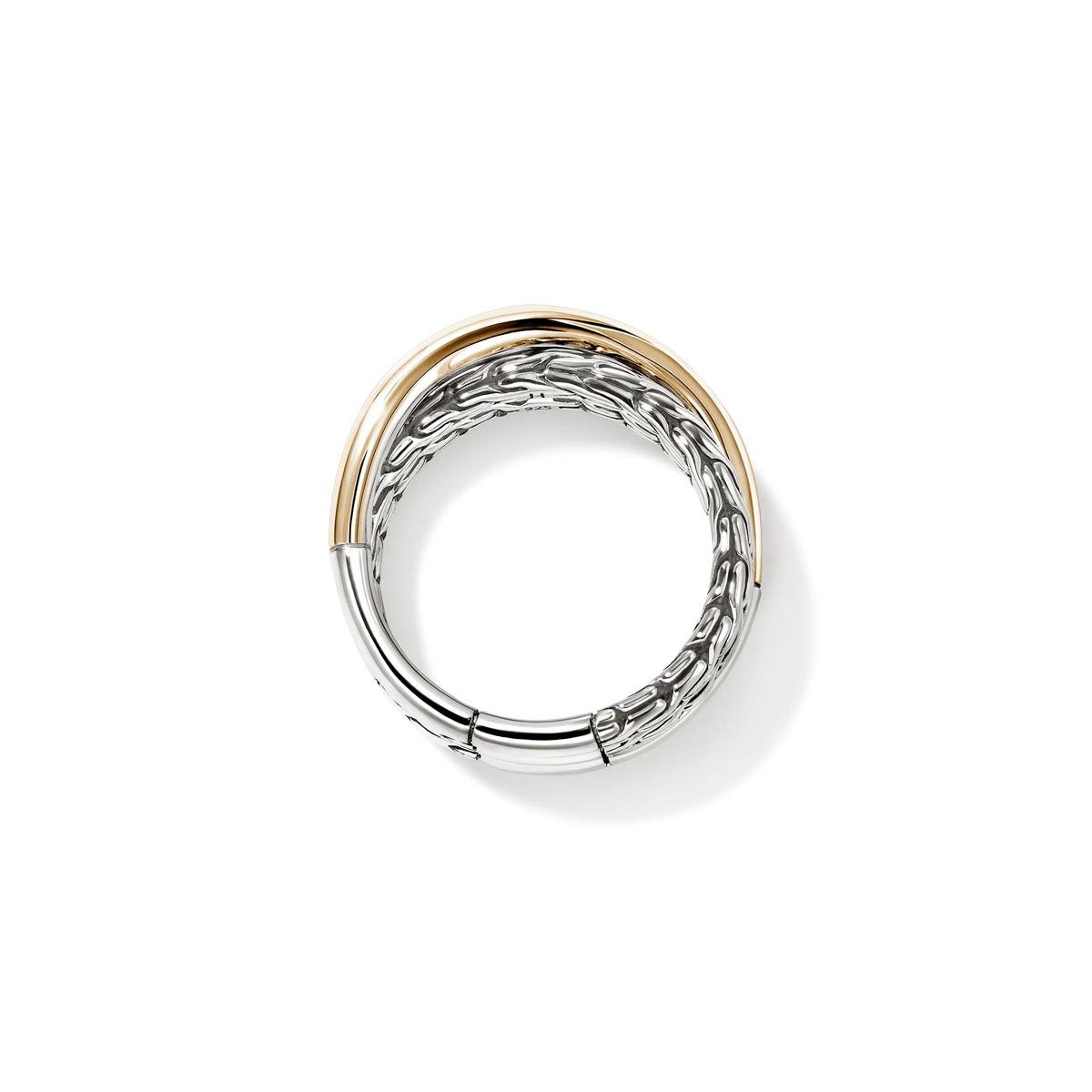 John Hardy Essentials Crossover Ring in Sterling Silver and 14kt Yellow Gold