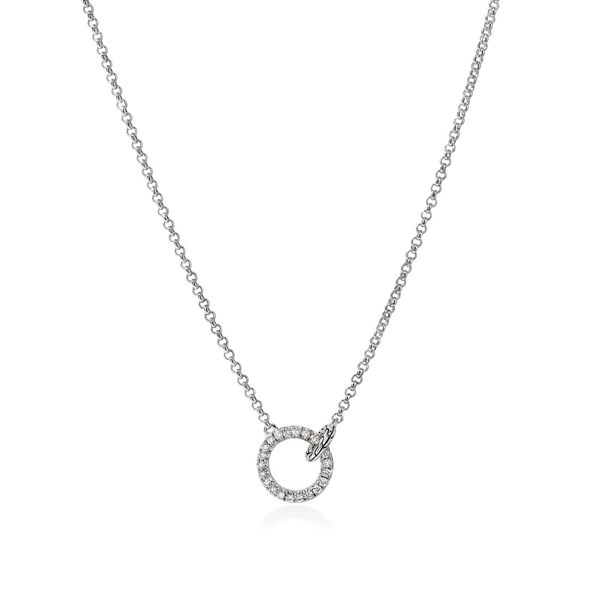 John Hardy Essentials Diamond Pave Circle Necklace in Sterling Silver (1/3ct tw)
