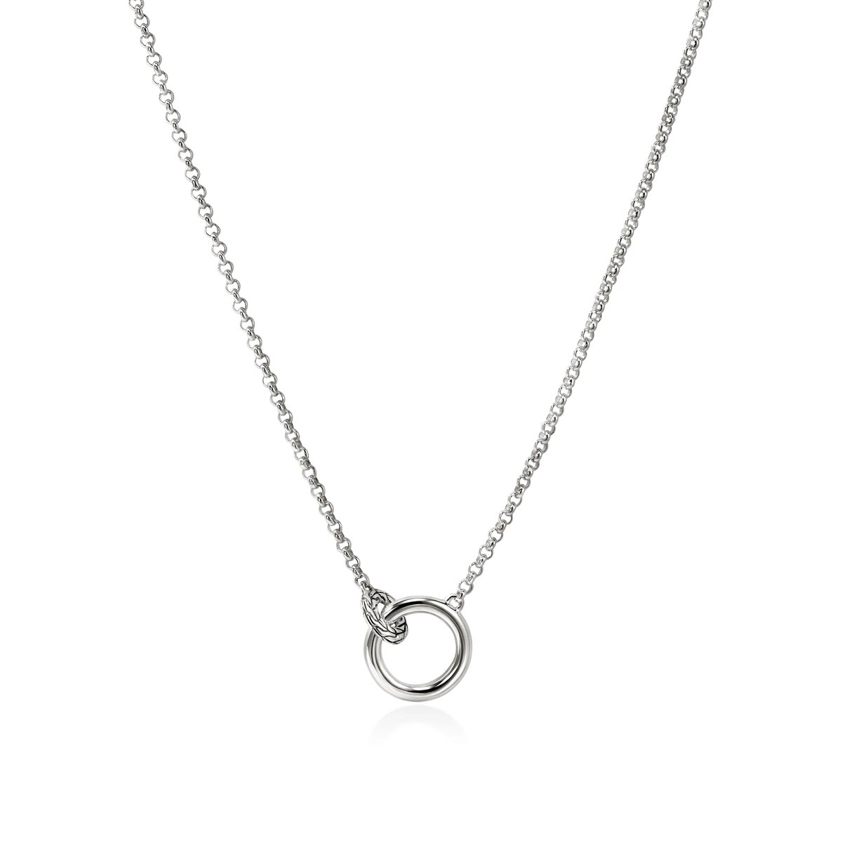John Hardy Essentials Diamond Pave Circle Necklace in Sterling Silver (1/3ct tw)
