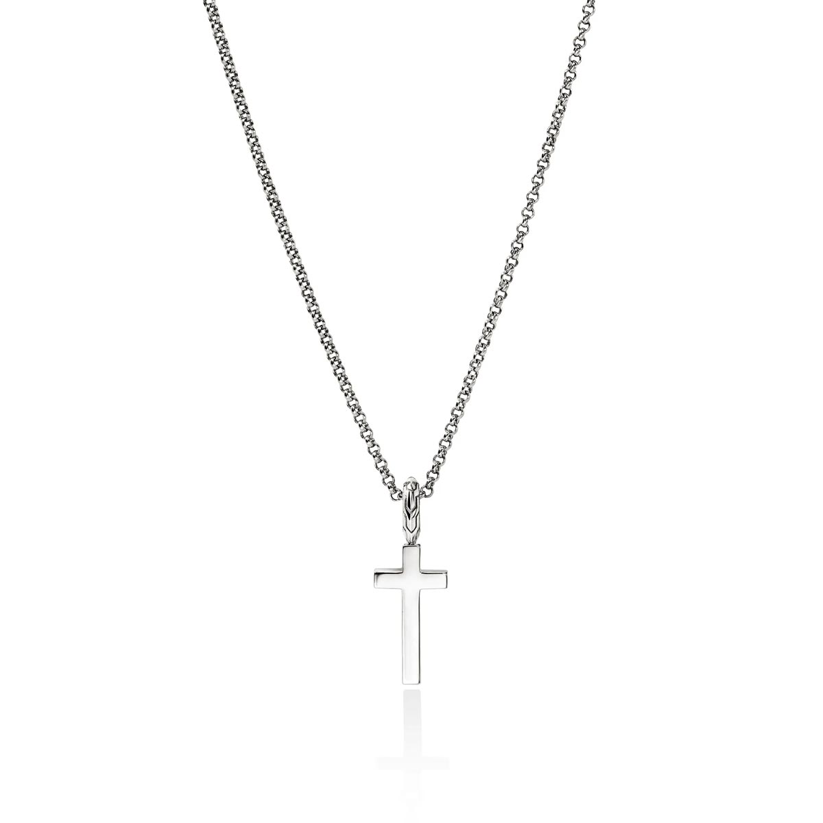 John Hardy Essentials Spiritual Diamond Pave Cross Necklace in Sterling Silver (1/10ct tw)