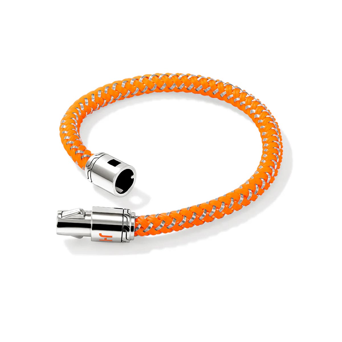 John Hardy Mens Orange Leather Cord Bracelet in Sterling Silver