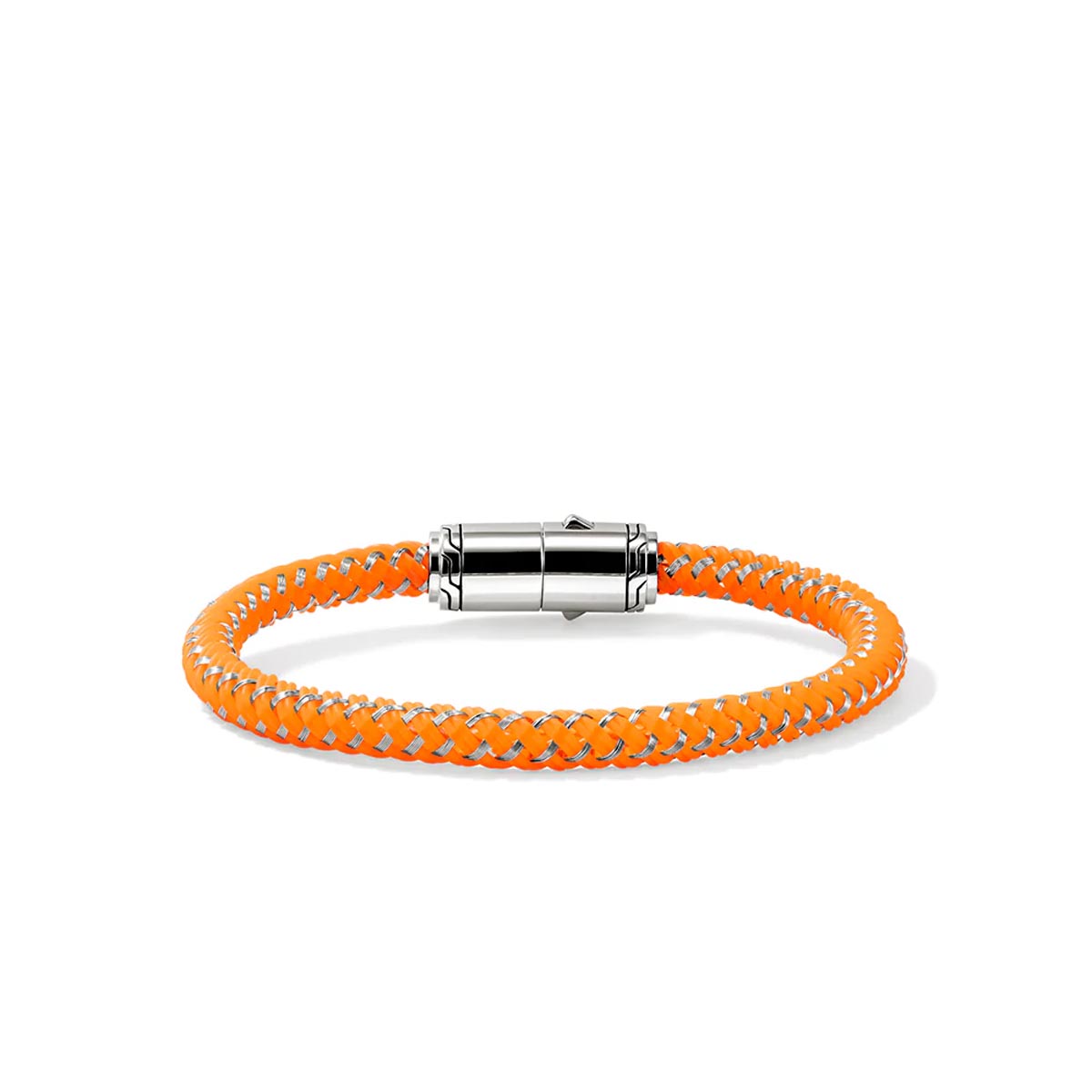 John Hardy Mens Orange Leather Cord Bracelet in Sterling Silver