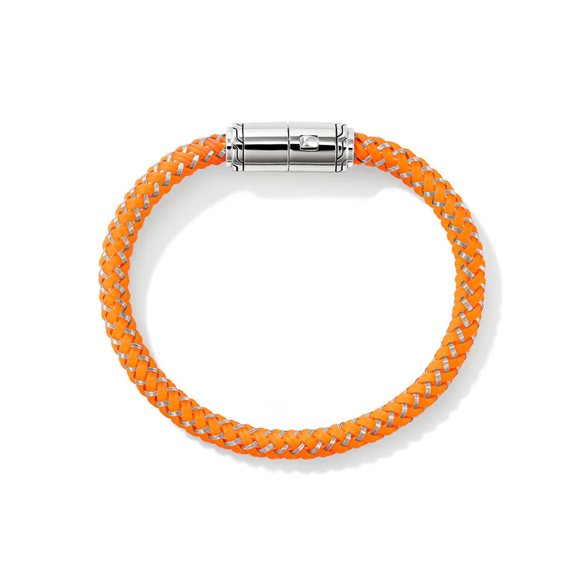 John Hardy Mens Orange Leather Cord Bracelet in Sterling Silver