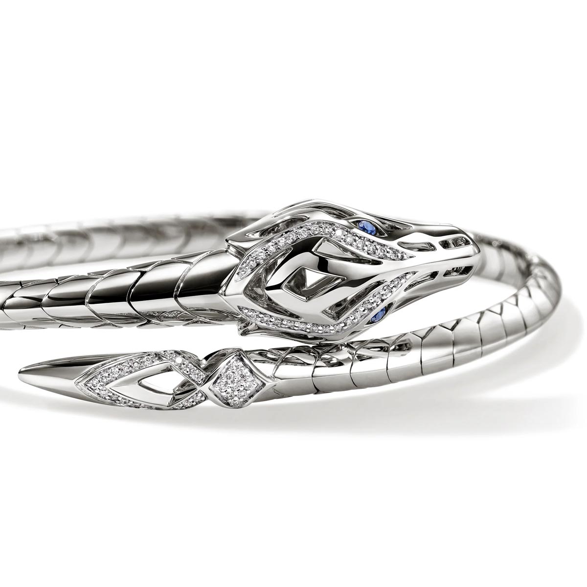 John Hardy Naga Diamond Pave Bracelet in Sterling Silver with Sapphires (1/5ct tw)