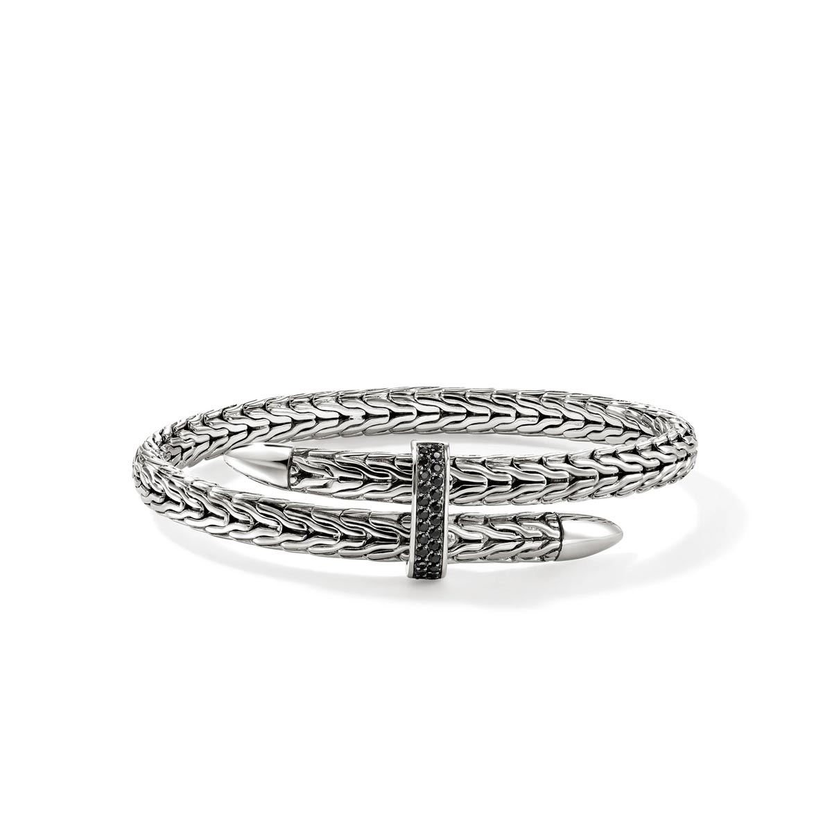 John Hardy Spear Black Sapphire Bangle Bracelet in Sterling Silver