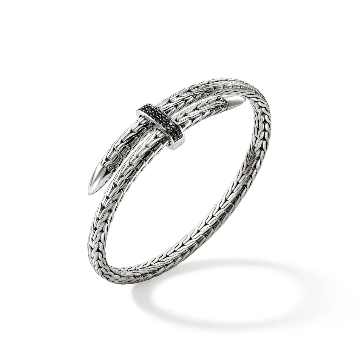 John Hardy Spear Black Sapphire Bangle Bracelet in Sterling Silver