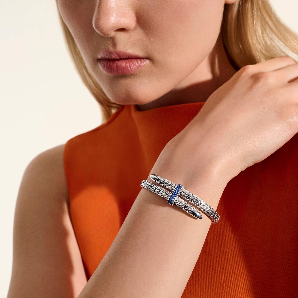 John Hardy Spear Sapphire Bangle Bracelet in Sterling Silver