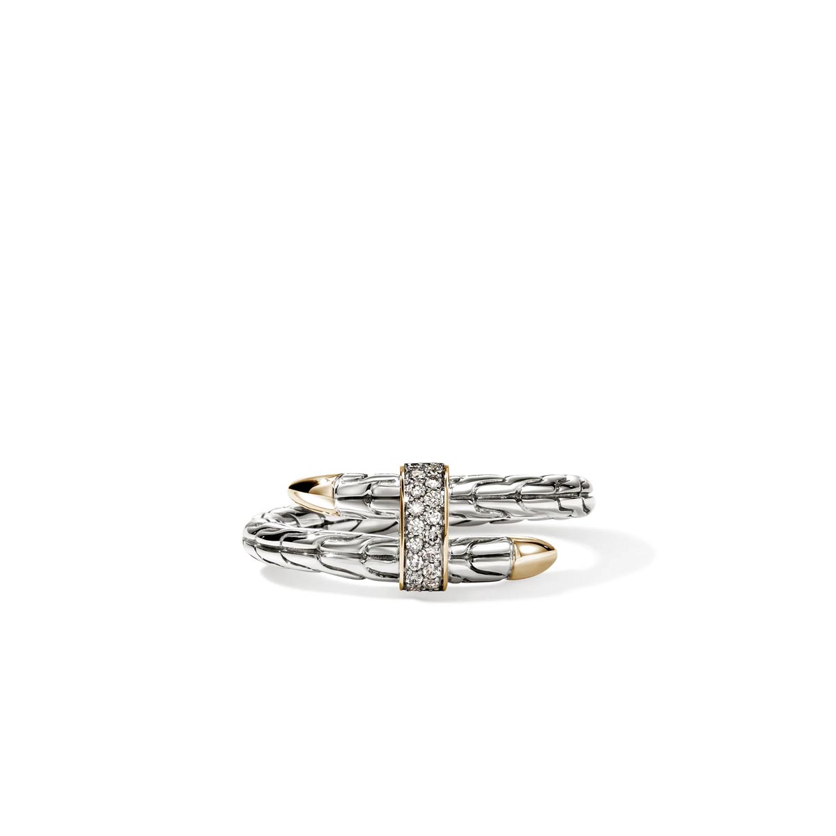 John Hardy Spear  Diamond  Ring in Sterling Silver and 14kt Yellow Gold (1/10ct tw and size 7)