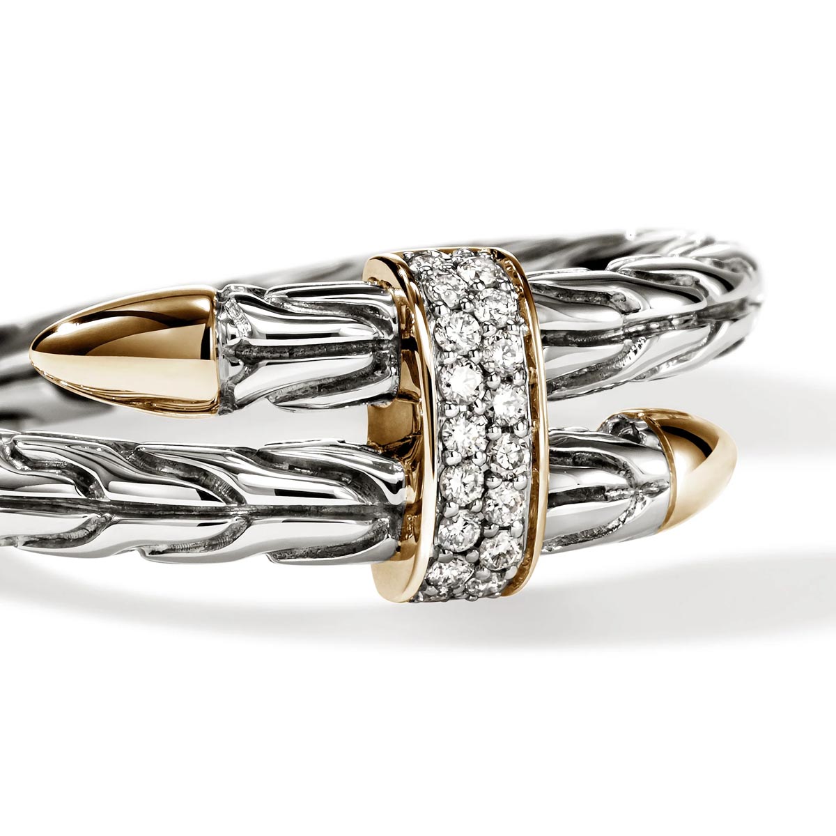 John Hardy Spear  Diamond  Ring in Sterling Silver and 14kt Yellow Gold (1/10ct tw and size 7)