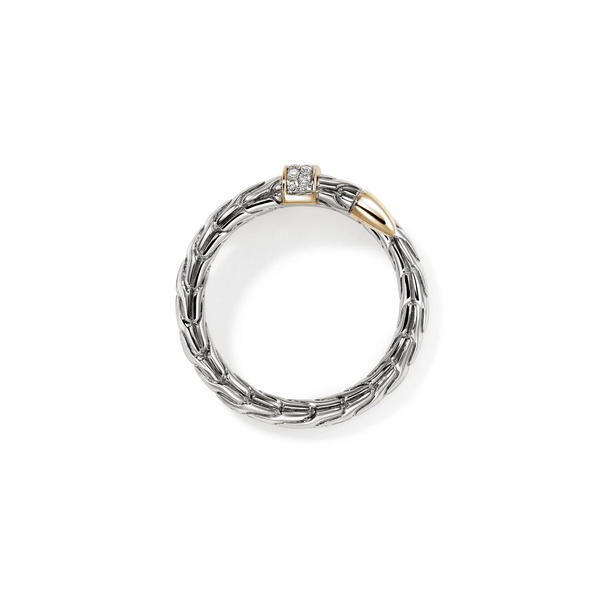 John Hardy Spear  Diamond  Ring in Sterling Silver and 14kt Yellow Gold (1/10ct tw and size 7)