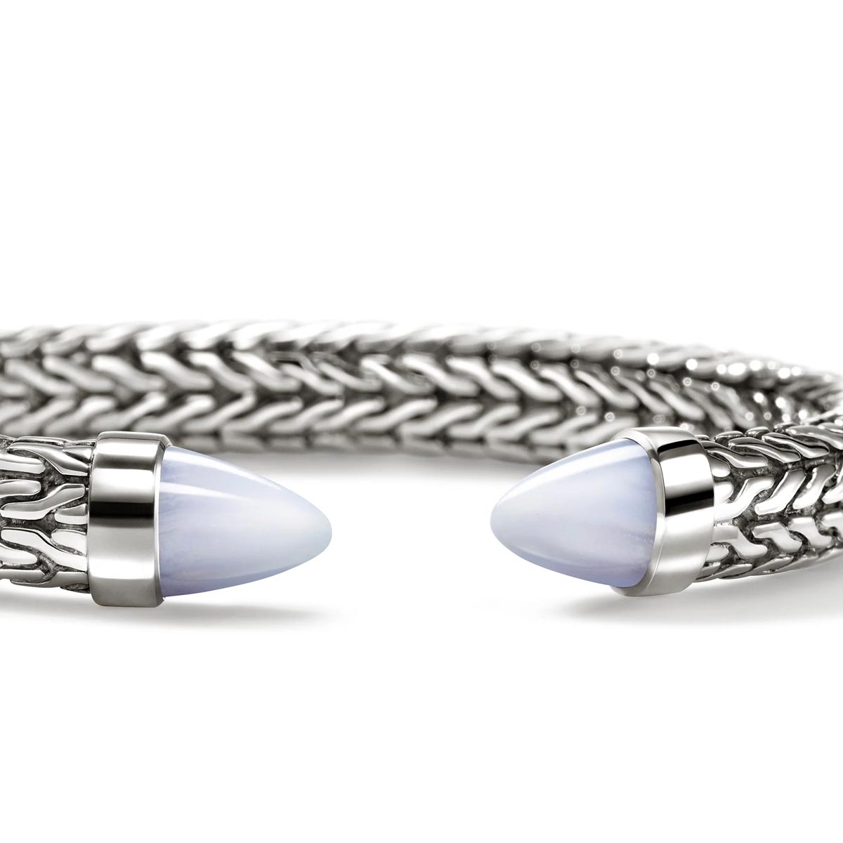 John Hardy Spear Blue Lace Agate Bangle Bracelet in Sterling Silver