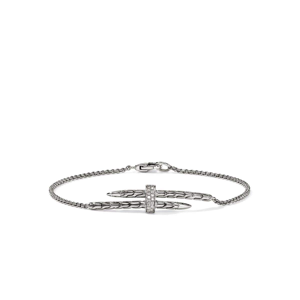 John Hardy Spear Diamond Pave Bracelet in Sterling Silver (1/10ct tw)