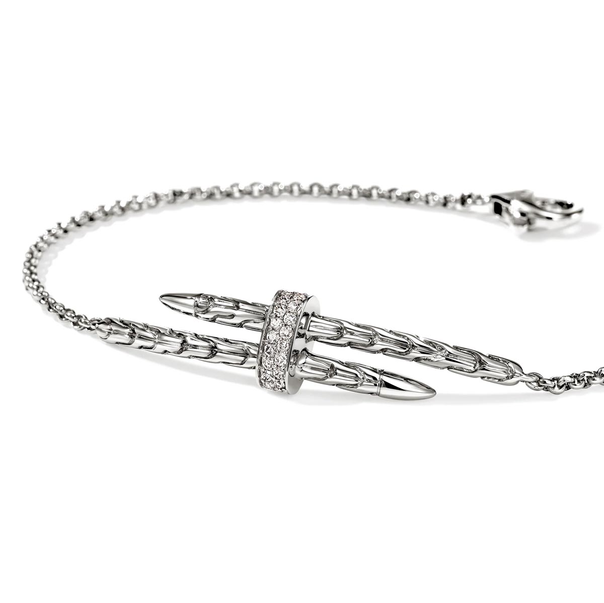 John Hardy Spear Diamond Pave Bracelet in Sterling Silver (1/10ct tw)