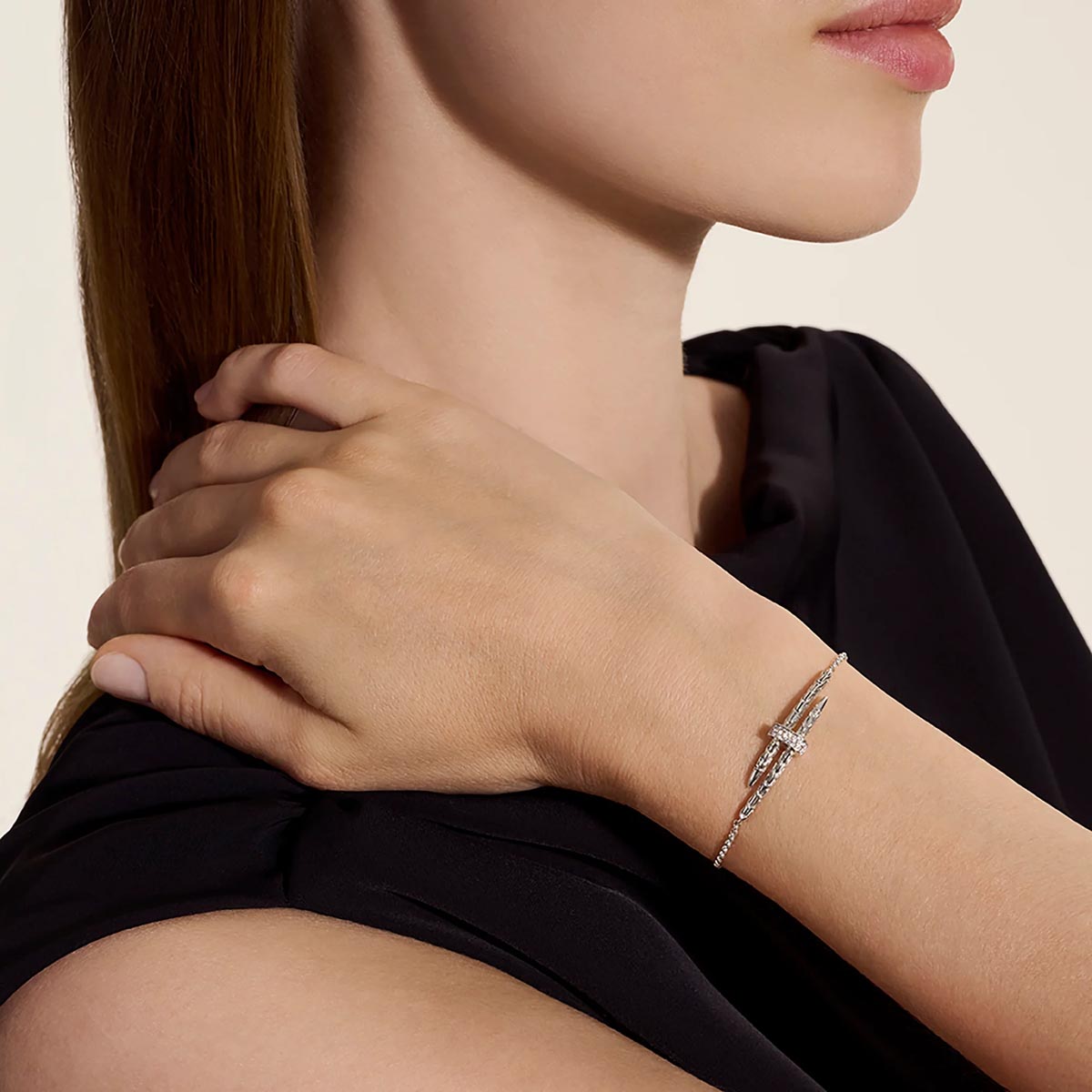 John Hardy Spear Diamond Pave Bracelet in Sterling Silver (1/10ct tw)