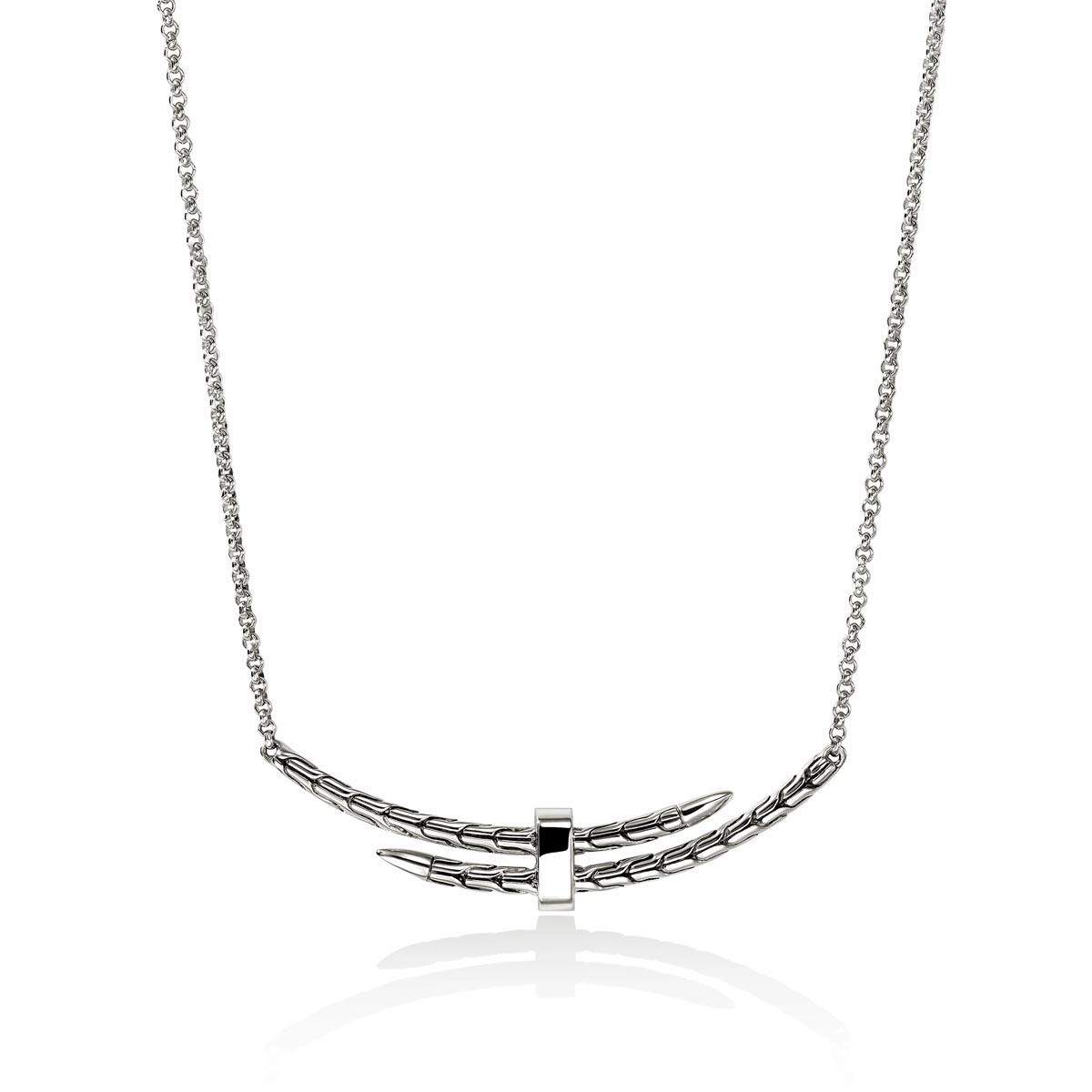 John Hardy Spear Diamond Pave Station Necklace in Sterling Silver (1/10ct tw)
