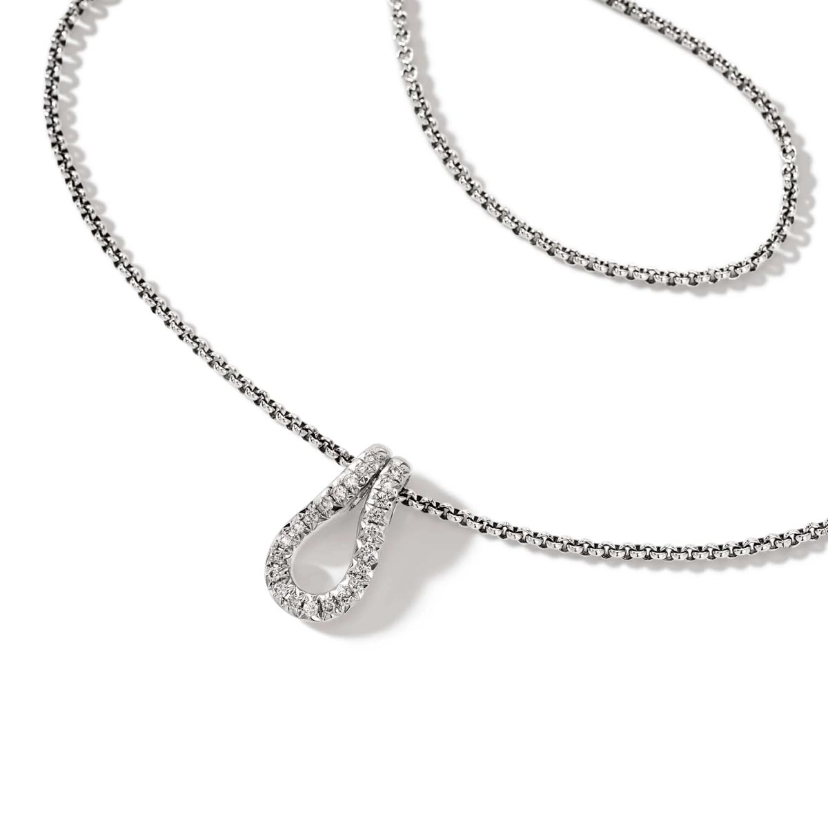 John Hardy Surf Diamond Pave Necklace in Sterling Silver (1/5ct tw)
