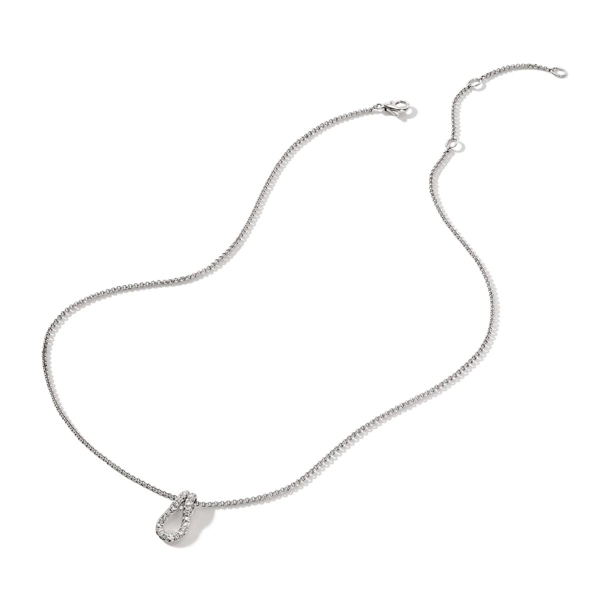 John Hardy Surf Diamond Pave Necklace in Sterling Silver (1/5ct tw)